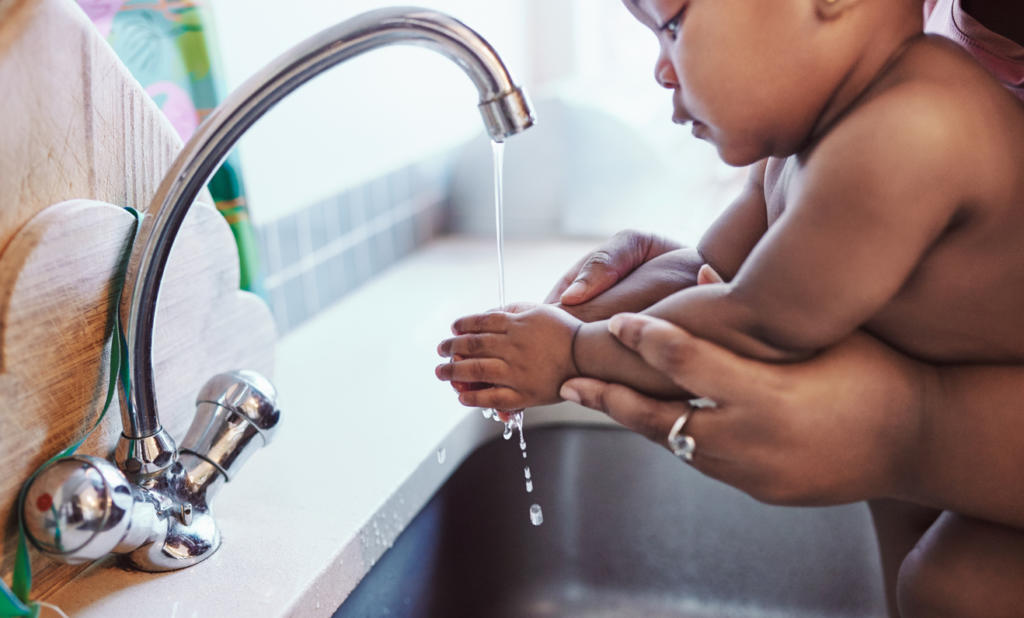 washing hands without iron in water due to a water softener